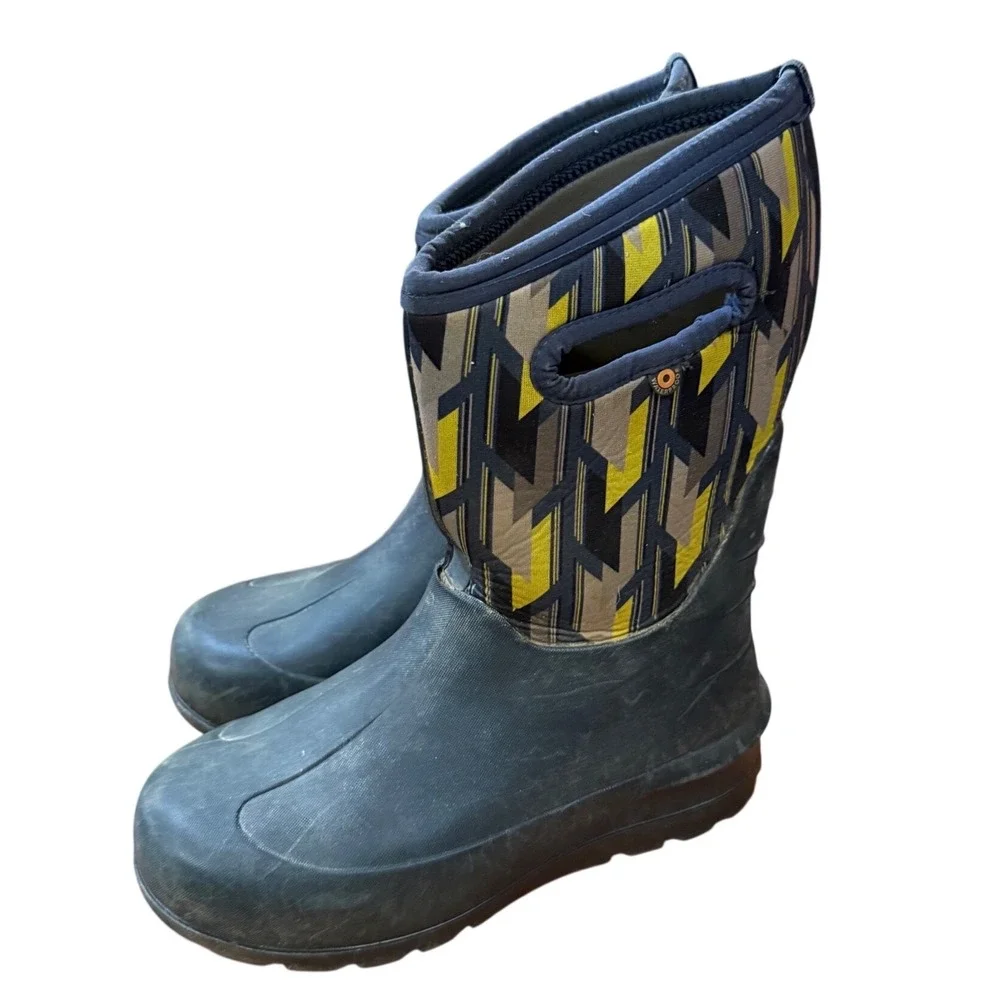Bogs Kids Neo-Classic Warp Waterproof Winter‎ Boots Black Yellow Youth 5 Euro 38